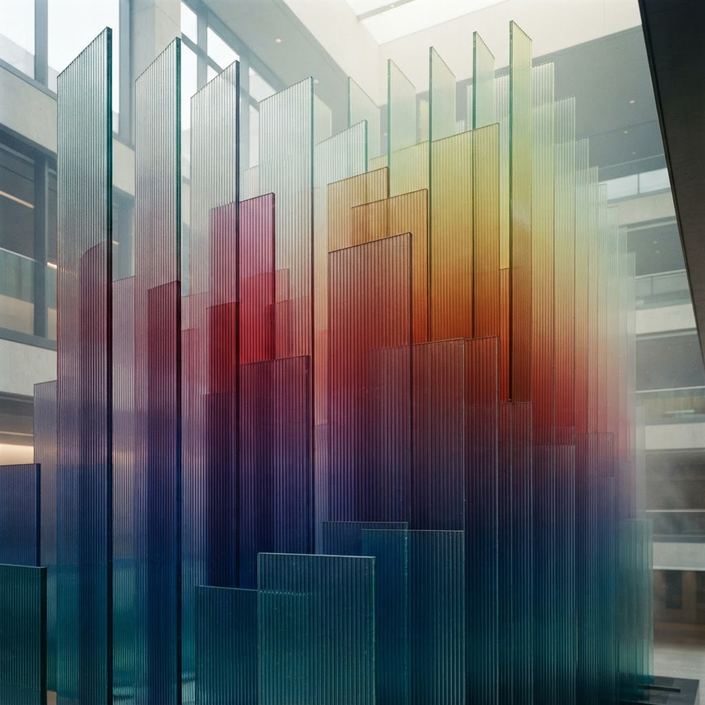 Layered prismatic glass blades rising as scalable infrastructure